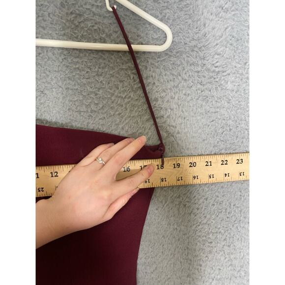 Dress The Population maroon Amy one shoulder crepe gown bridesmaid side slit M - Picture 10 of 13